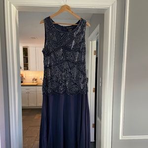 Adrianna Papell Short Sleeve Beaded Gown size 16